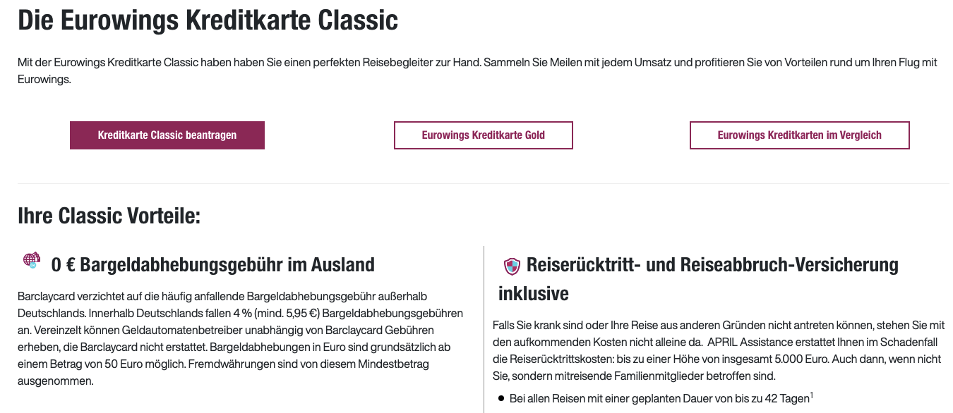 Eurowings Kreditkarte Classic - Alle Infos Zu Den Konditionen & Zur Beantragung
